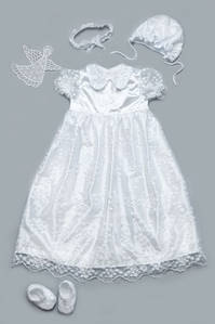 Комплект хрестове плаття для дівчинки з гіпюром білий 62