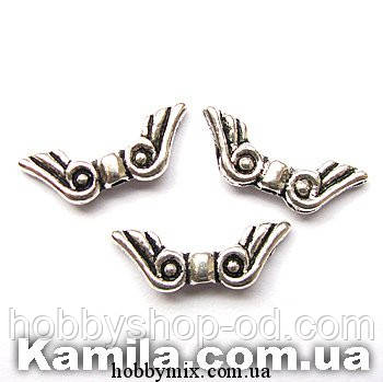 Метал. намистина "стрекоза" срібло (1,6 х 0,6 см) 20 шт. у уп., фото 1