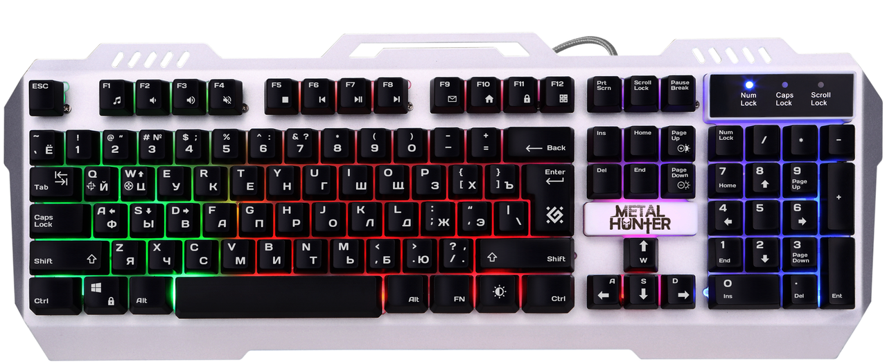 Ігрова клавіатура Defender Metal Hunter GK-140L RU,підсвітка RGB,19 Anti-Ghost