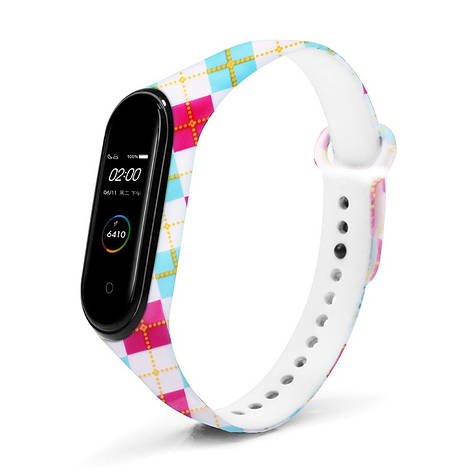 Браслет для Xiaomi Mi Band 3 / 4 Print Red Blue Grid, фото 2