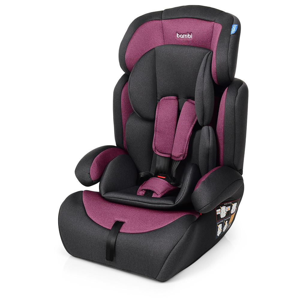 Автокрісло бустер 2 в 1 Bambi M 3546 Pink Gray група 1-2-3
