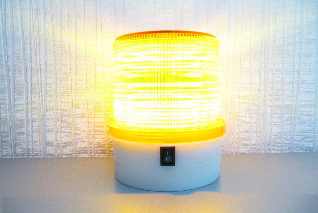 Проблесковый маячок LED-206 желтый на батарейках - фото 2 - id-p1069102288