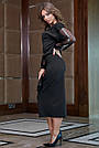 Чорне плаття міді жіноче трикотажне з прозорими рукавами, фото 6