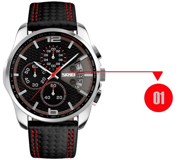 Класичний чоловічий годинник Skmei 9106 Spider чорні з червоним