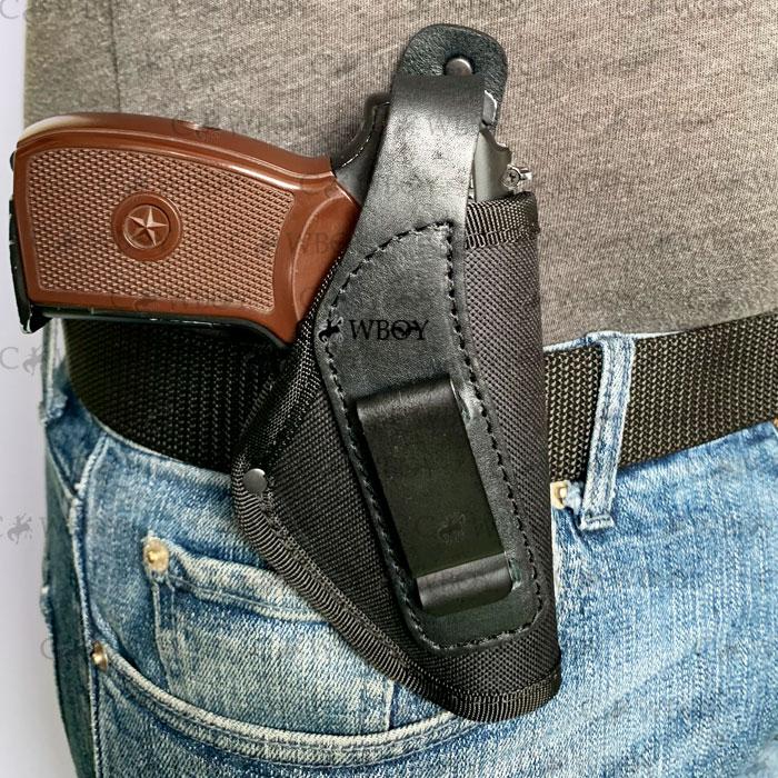 Кобура поясна ПМ з кліпсою (Cordura 1000D + шкіра, чорна)