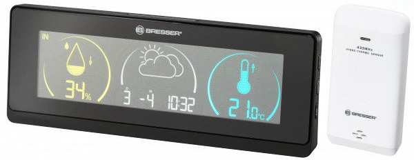 Домашня метеостанція Bresser Colour Temeo Life Black з виносним датчиком