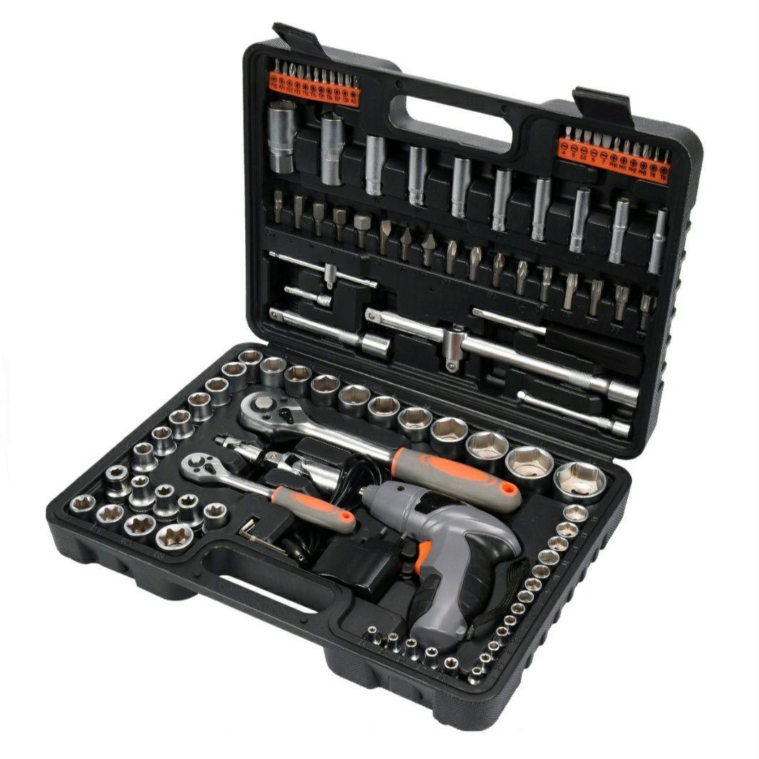 Набір інструментів STHOR 1/4" і 1/2" з акумуляторною викруткою 109 шт Sthor 58695