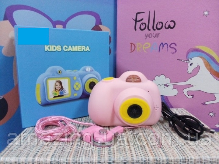 Цифровой Детский фотоаппарат противоударный с функцией видео розовый Kids Camera Amazing - фото 1 - id-p1044787804