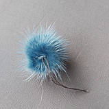 Бубони бабони з натурального хутра норки колір морської хвилі 3-5 см по довжині ворсу, фото 3