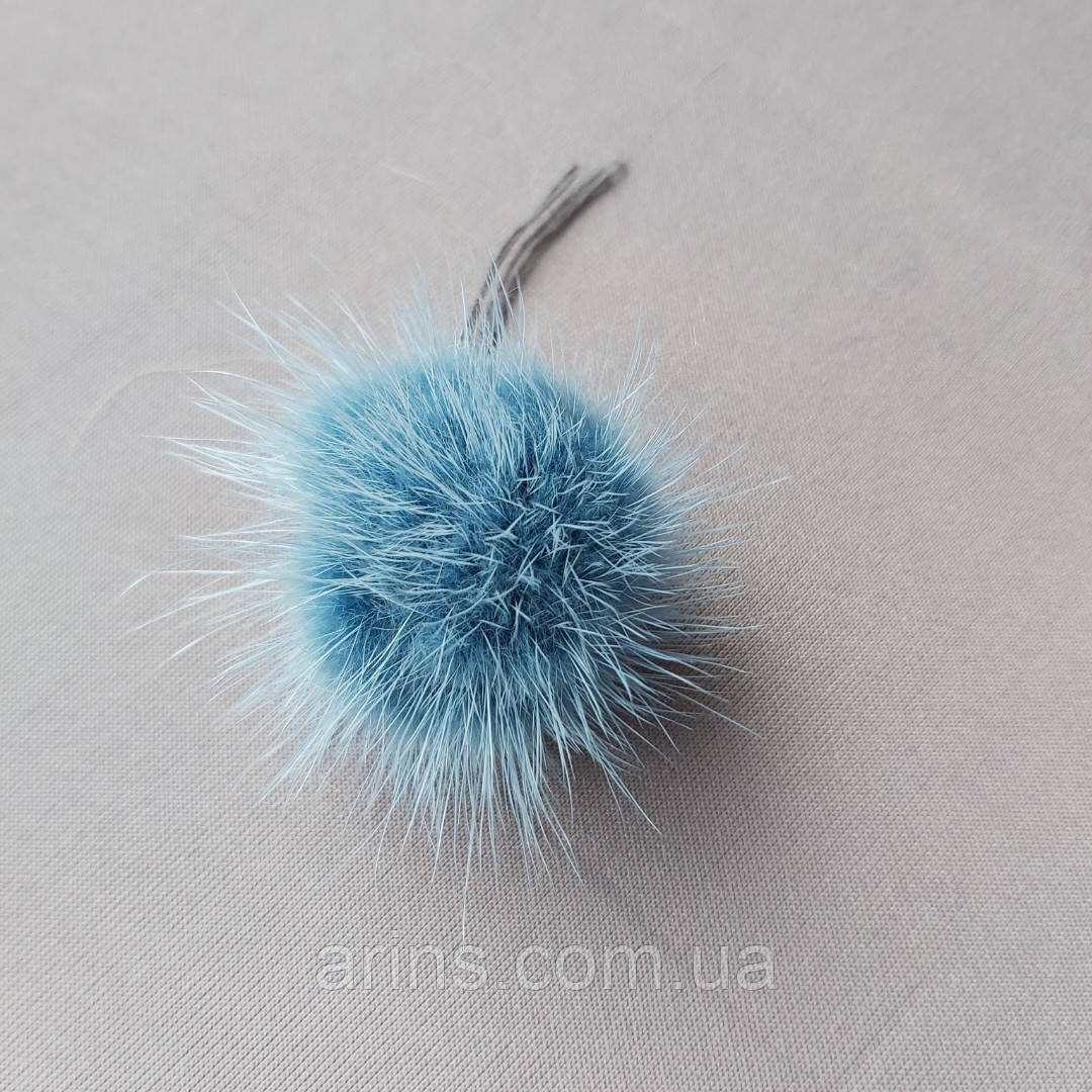 Бубони бабони з натурального хутра норки колір морської хвилі 3-5 см по довжині ворсу, фото 1