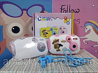 Цифровой детский фотоаппарат Kids creative camero розовый с белым Amazing