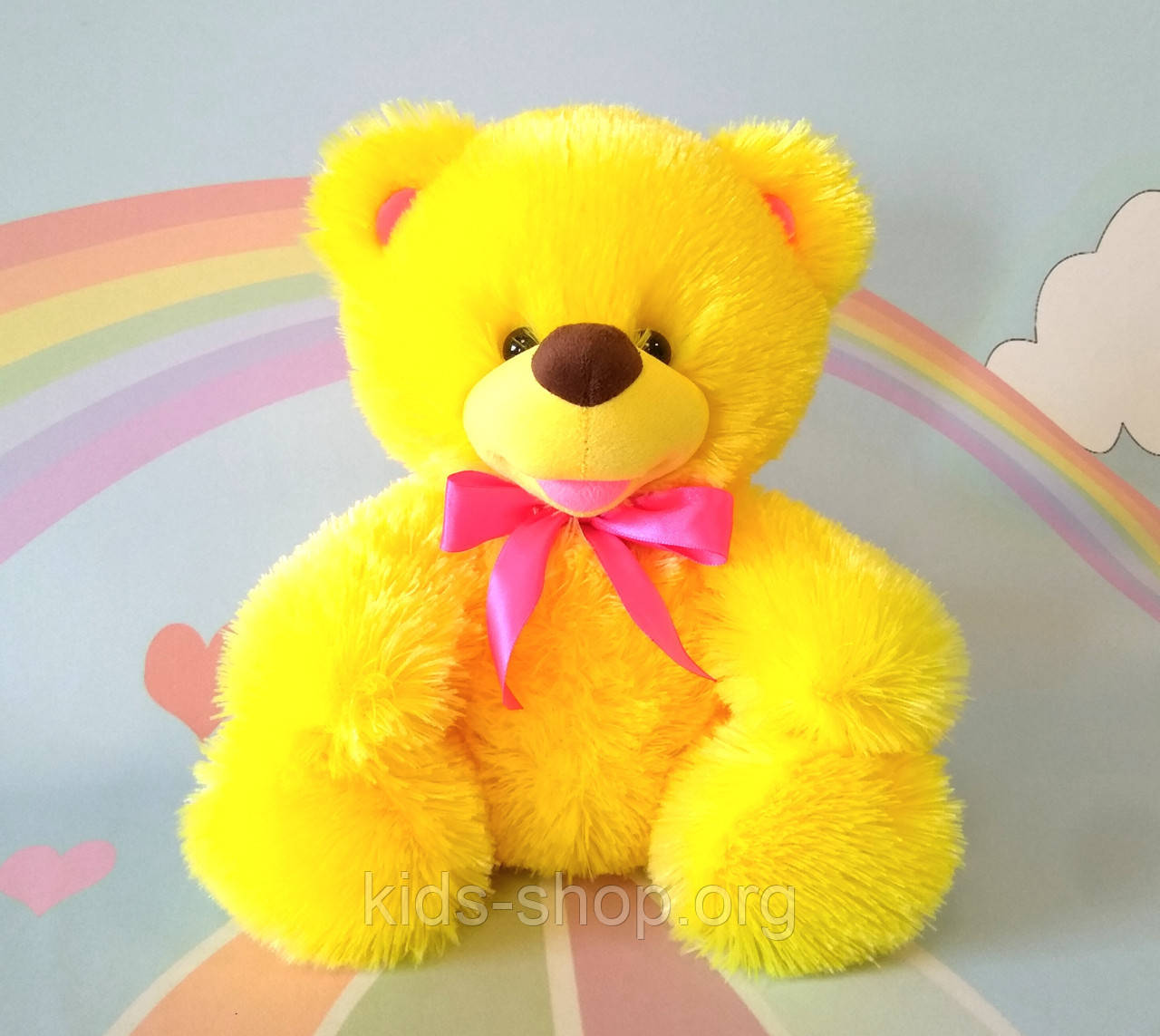 М'яка іграшка жовтий сидячий ведмідь 29 х 27 см