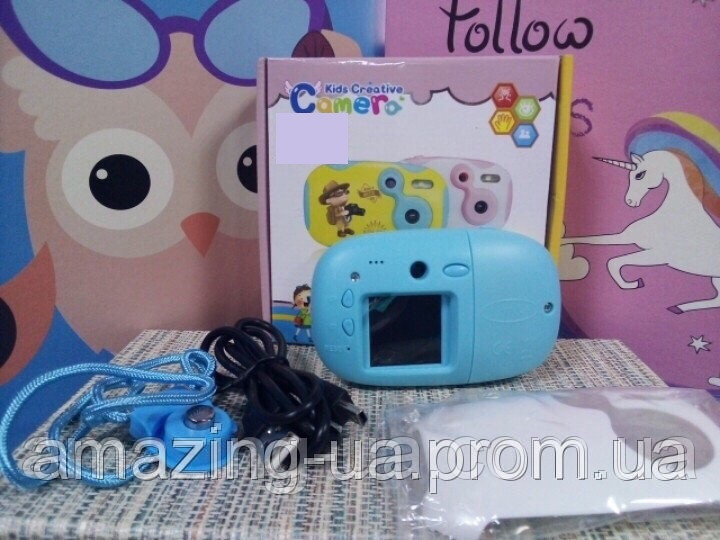 Цифровой Детский фотоаппарат Kids creative camero голубой с желтым Amazing - фото 3 - id-p1044787821