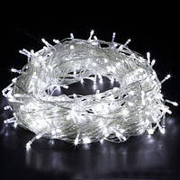 Гирлянда Нить светодиодная LED 100 лампочек Белая, 650 см, прозрачный провод (1-10, 1110-03)