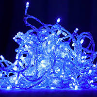 Гірлянда Нитка світлодіодна LED 100 лампочок Синя, 650 см, прозорий провід (1-9, 1110-02)