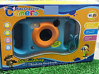 Детский цифровой фотоаппарат Kids creative camera c Wi Fi Синий с оранжевым Kids Camera