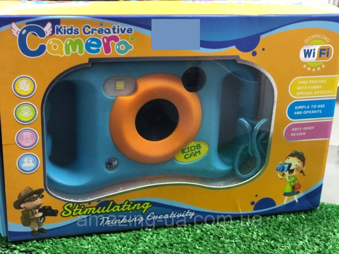 Детский цифровой фотоаппарат Kids creative camera c Wi Fi Синий с оранжевым Kids Camera - фото 1 - id-p1044341951