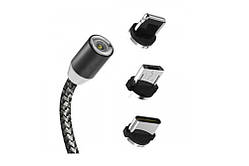 Кабель для заряджання 3 в 1 на магніті 360градусів; micro, lighting, typeC 