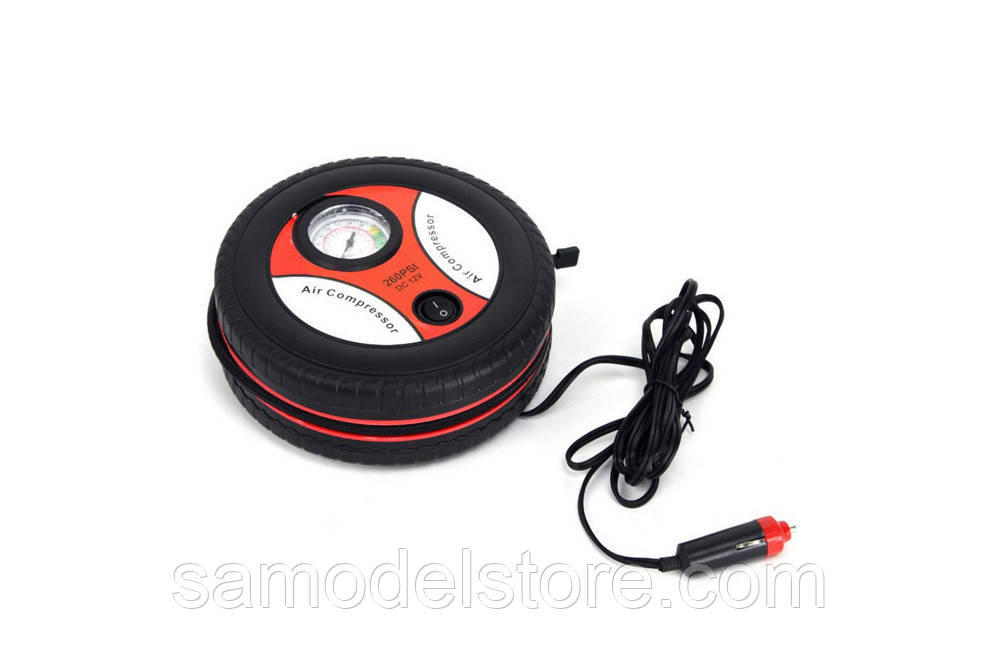 Автомобільний компресор для шин DC 12 V 18bar/260PSI з трьома насадками, фото 1