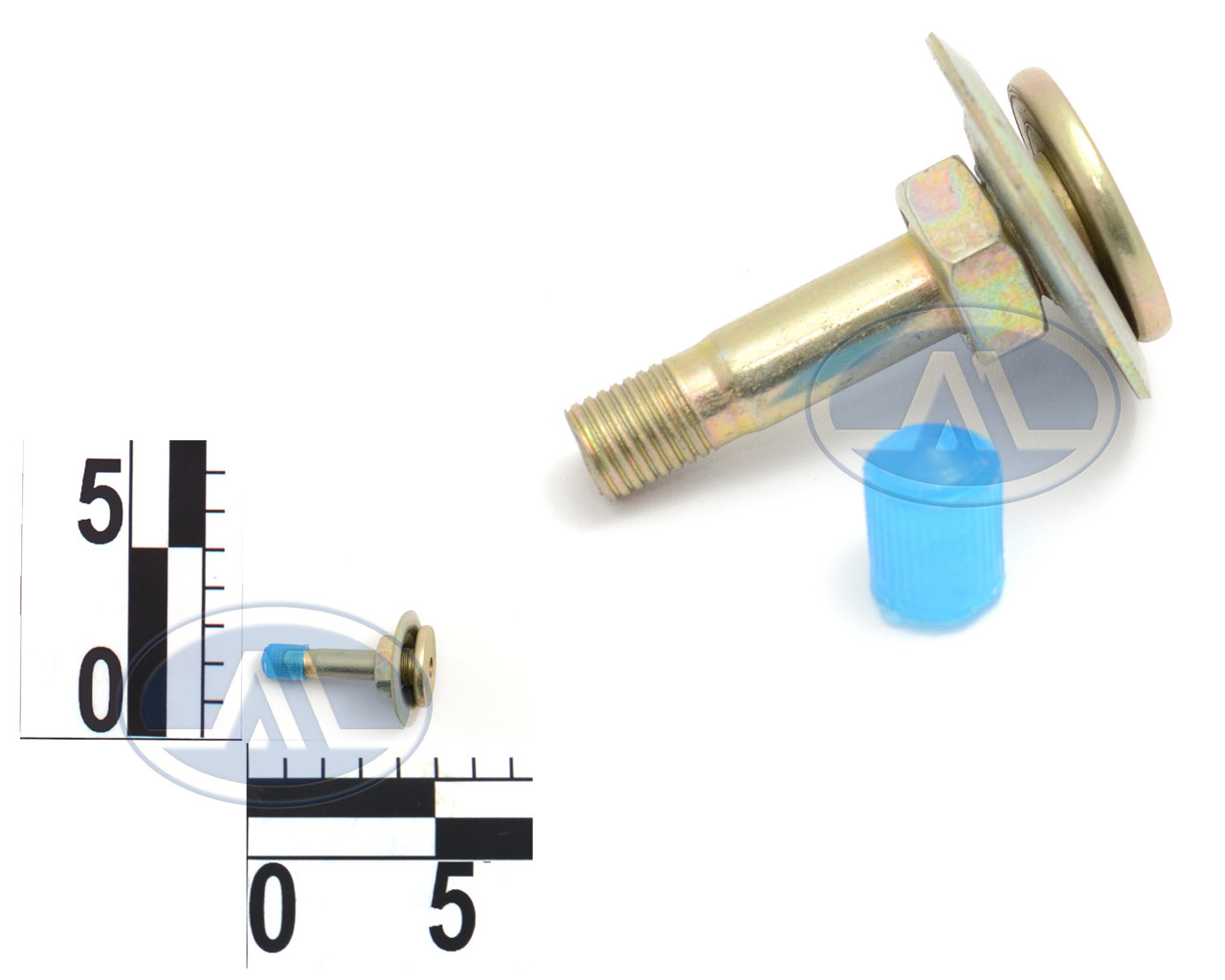 Вентиль ремонтний камери залізний, синій/зеленый (h 42мм)