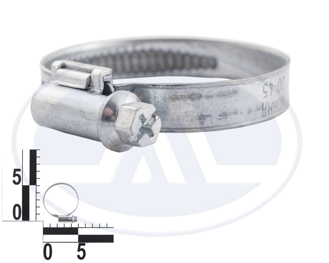 Хомут черв'ячний 30-45/9мм W1 з оцинк. сталі