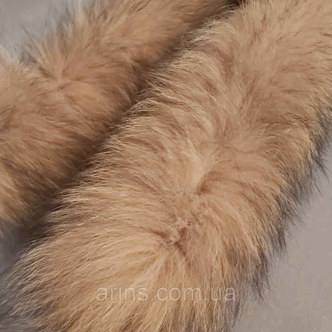 Облямівка (комір) з натурального хутра песця хвостова під єнота колір коричневий довжина 60 см, фото 1