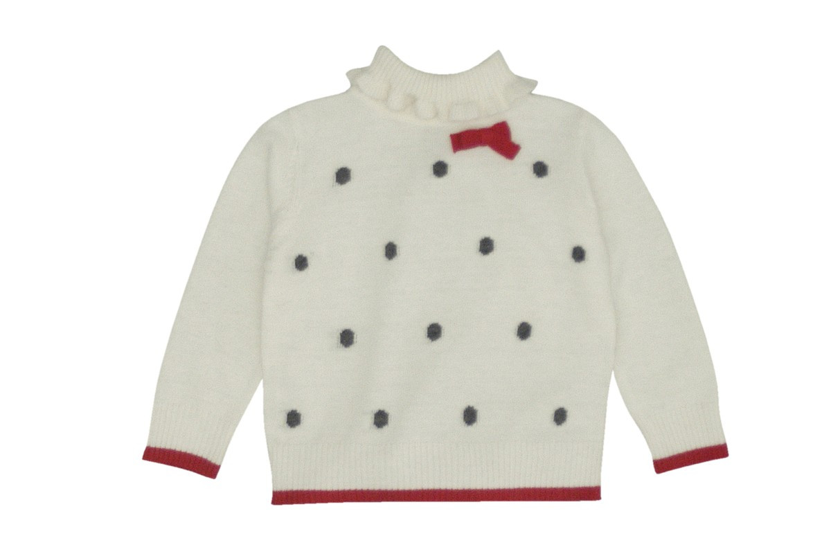 Стильний дитячий светр для дівчинки в горошок 0-2 Krytik Італія 94465/KN/00A білий