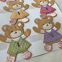 Термоаплікація — ведмедики в платтях, висота 10 см
