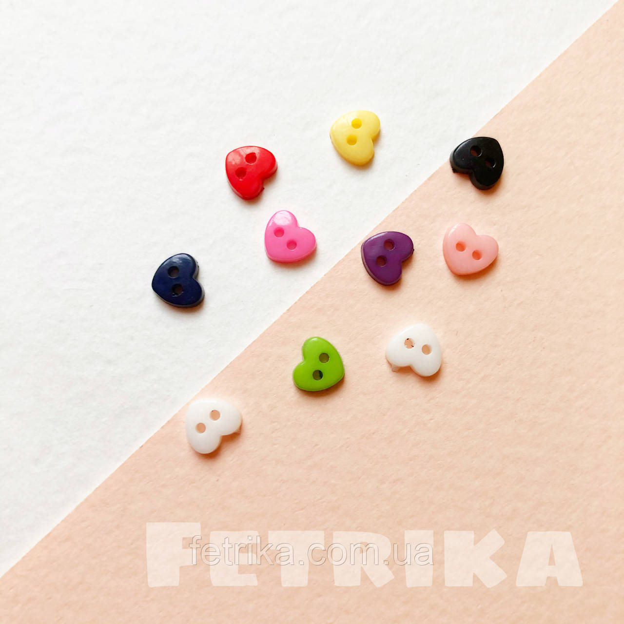 Гудзики "Сердечка" пластикові, 0,6*0,6 см, Мікс