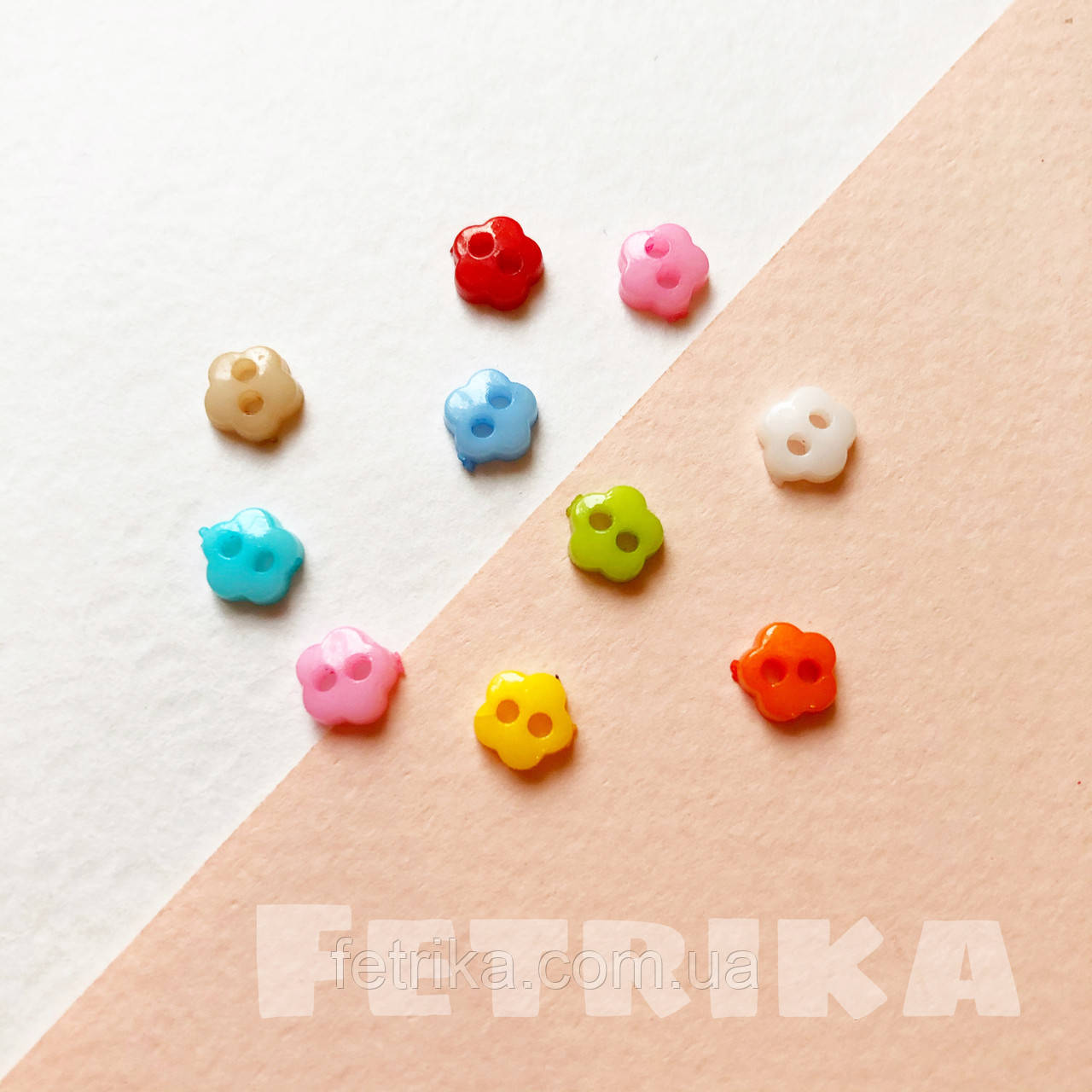 Ґудзики "Квіточки" пластикові, 0,6*0,6 см (10 шт.), Мікс, фото 1