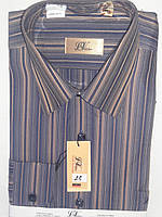 Рубашка мужская LViktor vd-0028 синяя в полоску классическая с длинным рукавом
