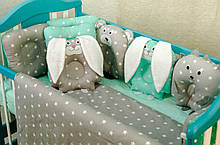 Комплект постільної білизни в ліжечко "Лісові звірі" набір постільної білизни в ліжечко