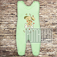 Теплі р 56 0-1 міс на флісі зовнішні шви високі повзуни новонародженим на кнопках лямках ФУТЕР 3167 Бежевий Е