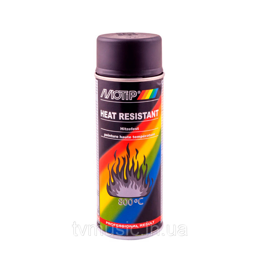 Термостійка фарба до 8000С Motip Heat Resistant Чорна 400 мл, фото 1
