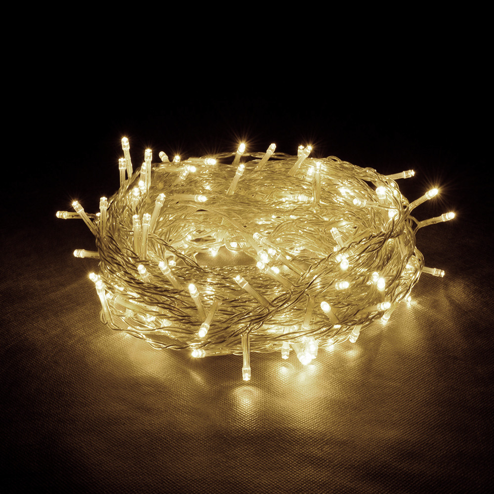 🔥 Гірлянда Нитка світлодіодна LED 300 лампочок Тепла Біла, 19 м, прозорий дріт (1-13,1130-07)