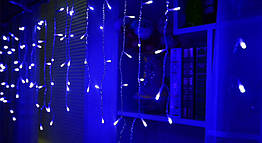 Світлодіодна гірлянда бахрома 100LED лампочок з коннектором: довжина 3м (синій)