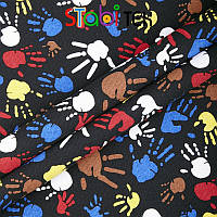 Тканина Дизайн Котон Відбитки рук Чорний sd1373-01