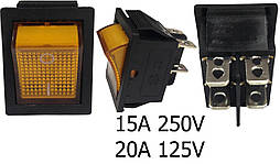 Перемикач 1 клав з підсв. KCD2-201N Yl/Bk ON-OFF ЕО