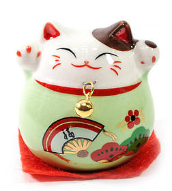 Статуетка Кішка Манэки Неко (5х5х5 см) зелена