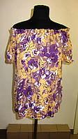 Блуза женская с цветочным рисунком, 46,48, 50,52, тонкая легкая ,купить , Бл 019-9.
