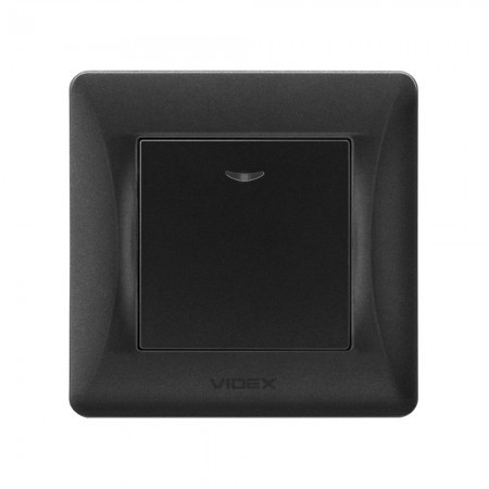 Вимикач VIDEX BINERA чорний графіт 1кл з підсвічуванням (24463)