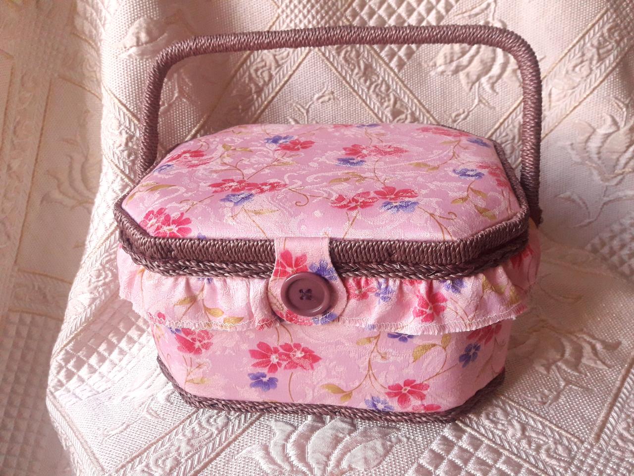 Шкатулка органайзер для рукоделия Шкатулка для рукоділля 25х19х14.5 см. Квіткові мотиви