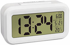Цифровий годинник з будильником TFA Lumio, White