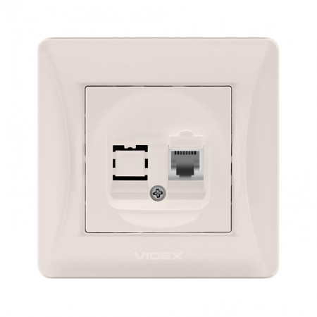 Розетка VIDEX BINERA CAT3 одинарна телефонна кремова (24698)