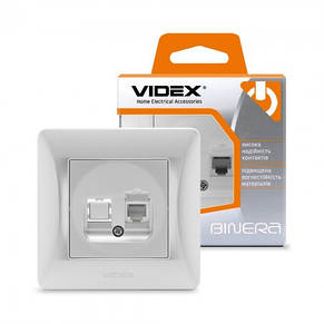 Розетка VIDEX BINERA CAT3 одинарна телефонна срібний шовк (24903), фото 4