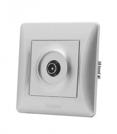 Розетка VIDEX BINERA TV одинарна телевізійна срібний шовк (24906)