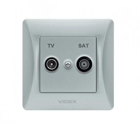 Розетка VIDEX BINERA TV+SAT кінцева срібний шовк (25037)