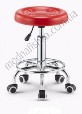 Стілець майстра без спинки на колесах (червоний)