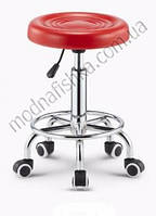 Стілець майстра без спинки на колесах (червоний)