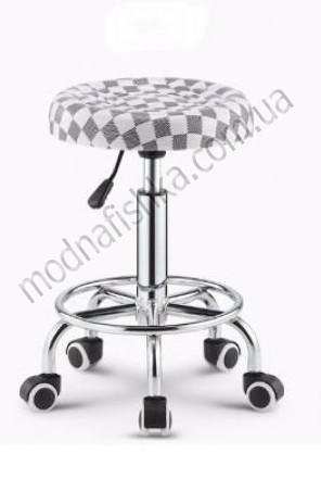 Стілець майстра без спинки на колесах (кроматка чорно-біла)